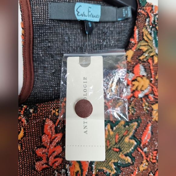 Anthropologie Eva Franco Brown Floral Jacquard Tulle Sleeveless Top SMALL - Picture 12 of 14